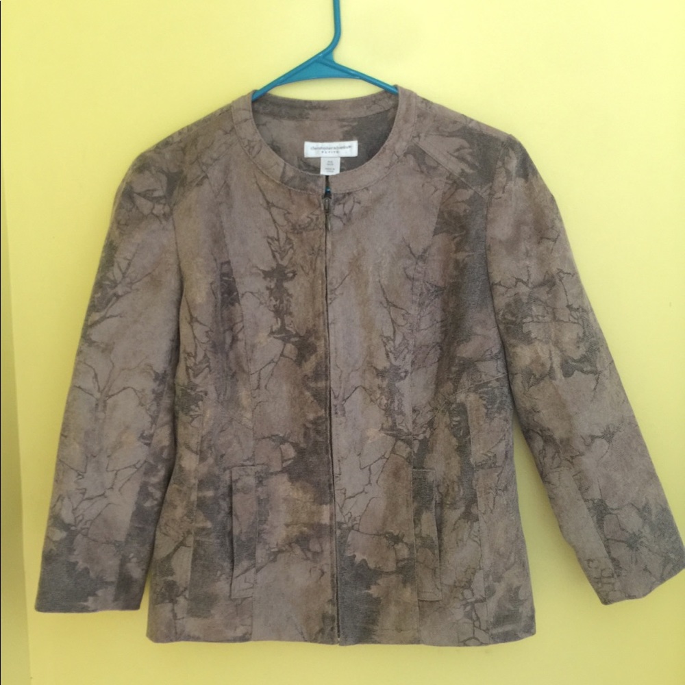 Tan Jacket with Black and Metallic Accents